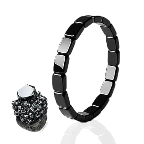 Hämatit Armband | Hämatit Perlen Armband für Herren Damen | Heilstein Hematite Bergkristall Armbander | Verbessern Sie Vertrauen Hematite Anxietys Armbänder Schmuck Geschenk für Ehemänner Freunde von Generisch