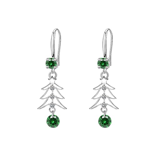 Hängende Weihnachtsohrringe Weihnachten kreative Urlaub Party Ohrringe Schmuck Creolen Frauen Weihnachts Ohrringe (Green, One Size) von Generisch