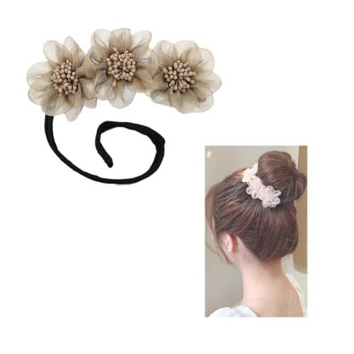 Hair Twist Bun Maker, Haarknotenzubehör für Frauen, Haarknotenmacher, Dutt-Maker für langes Haar (Khaki) von Generisch