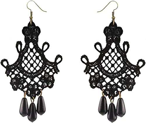 Haken Ohrringe Spitze schwingend schwarz Wasserzeichen Zubehör Damen Geschenke Halloween Haltbarkeit Haken Ohrringe Spitze schwingend schwarz Wasserzeichen Zubehör Damen Geschenke Halloween Haltbarkeit von Generisch