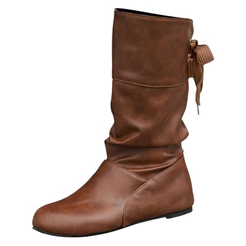 Halbhoch Winterstiefel Damen Runde Zehen Winterstiefel Elegant Stiefel Stiefeletten Trachten Halbstiefel Blockabsatz Ankle Boots Herbst Winter Schuhe Übergangsstiefel Schnürstiefel von Generisch