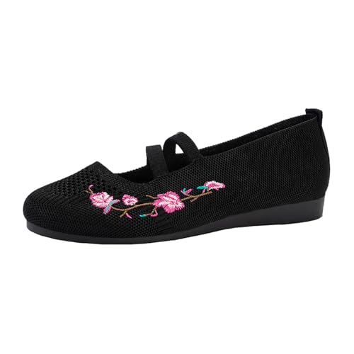Halbschuhe Damen Ballerina Frühling Spitzenschuhe Ballett Sommerschuhe Slip On Freizeitschuhe Brautschuhe Bequeme Elegant Flach Atmungsaktive Leichtgewichts Mesh Sockenschuhe Elastisch (38) von Generisch
