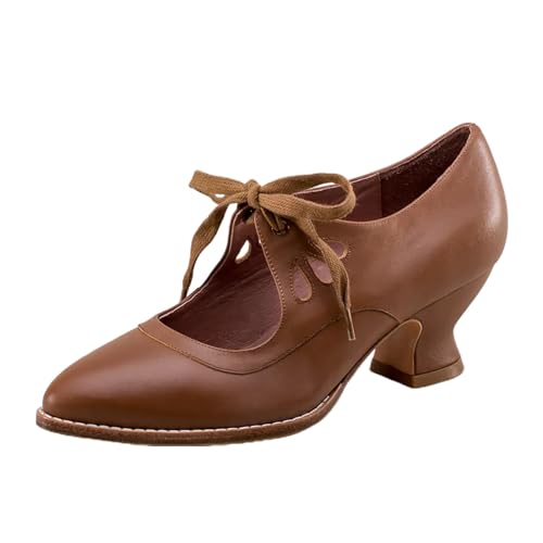 Halbschuhe Damen Dirndl Schuhe Lederpumps High Heels Festliche Trachtenschuhe Absatzschuhe mit Absatz Elegant und Bequem Tanzschuhe Sommer Breite Pumps Spangenpumps von Generisch