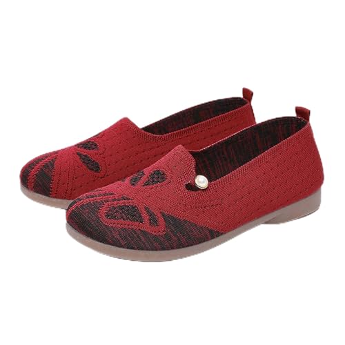 Halbschuhe Damen Elegant Gestrickte Schuhe Flach Modische Turnschuhe Mesh Bequeme Sportschuhe Tennis Klassische Sneaker Walking Fitness Outdoor Freizeit Loafers Turnschuhe von Generisch