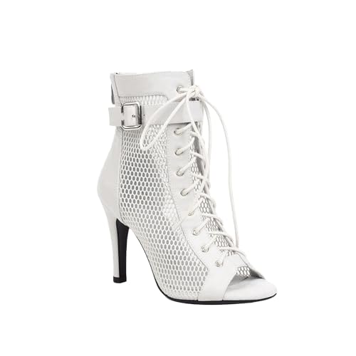 Halbschuhe Damen Elegant Mit Absatz, Sandalen Damen Sommer Rieker Luftdurchlässig Comfortfüße Peeptoe Sandalette Fashion Leder Mesh-Sandalen Mit Schnallen Orthopädische High Heels Sandals von Generisch