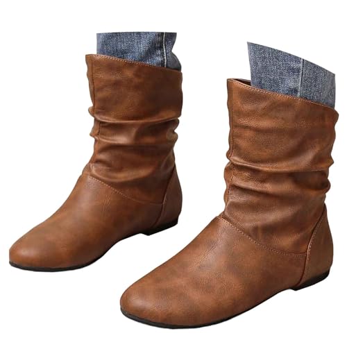 Halbstiefel Damen Elegant Kurzstiefeletten Chunky Heels Übergangsstiefel Klassisch Stiefeletten Retro Schlupfstiefeletten Kurzschaft Winterstiefel Outdoor Damenstiefel von Generisch