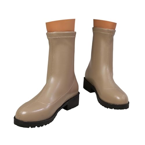 Halbstiefel Damen Stilvolle Schlupfschuhe Stiefeletten mit Reißverschluss Frauen Freizeit Schuhe Damenstiefel Retro Halbstiefel Stiefel Freizeit Outdoor Ankle Boots von Generisch