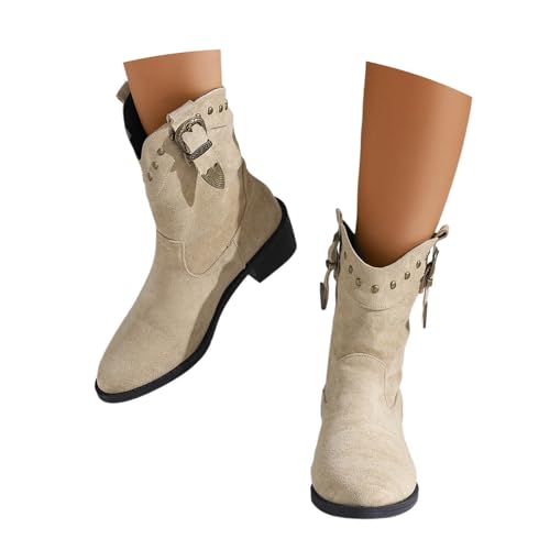 Halbstiefel Damen Weite H Westernstiefel Elegant Stiefel Stiefeletten Winter Warme Blockabsatz Ankle Boots Herbst Schuhe Schlupfschuhe Cowboystiefel Damenstiefel Freizeitstiefel von Generisch