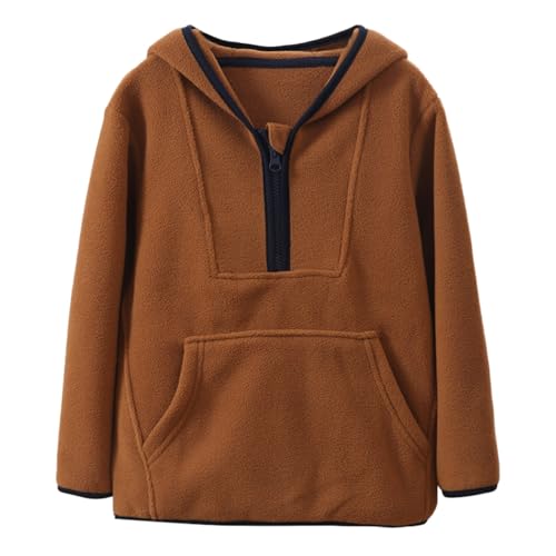 Half Zip Braun Hoodie Jungen 140 Fleece Sweatshirt Einfarbig Pullover Mit Reißverschluss Kapuzenpullover Jungs Casual Sweatjacke Langarm Kapuzenjacke Sport Kapuzenpulli Autumn Winter Kleidung von Generisch