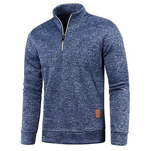 Half Zip Pullover Herren Sweatjacke Strickjacke mit Reissverschluss Klassisch Sportjacke Ohne Kapuze Leichte Stehkragen Trainingsjacke Männer Freizeitjacke von Generisch
