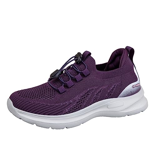 Hallenschuh Winterschuhe Damen GefüTtert Leichte Wanderschuhe Hohl Atmungsaktive Ältere Schuhe Bequeme Mutter Schuhe Casual Schuhe Paar Mesh Schuhe Schuhe Herren 43 BarfußSchuhe Damen (Purple, 37) von Generisch