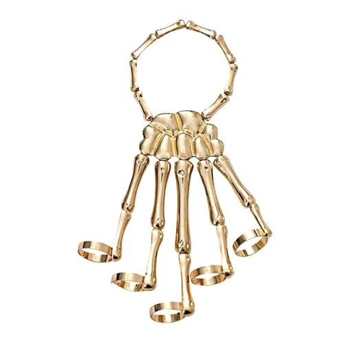 Halloween Armband Mit Totenkopf,Halloween Schädel Handkette Mit Integriertem Ring - Grusel Armband Für Frauen Männer Cosplay Partys Festtage Geschenk Idee von Generisch