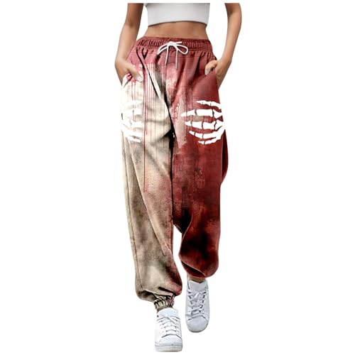Halloween Blut Kostüm Damen Problem Gelöst Joggers Blutiges Sports Hosen Schaurig Kostüm Angst Blutspritzer Sweatpants Cosplay Kleidung Horror Jogginghose Halloween Kostüm Damen Gruselig von Generisch