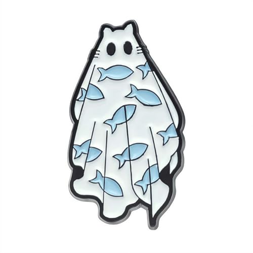 Halloween Cute Ghost Emaille Pins für Rucksäcke Emaille Broschen Knopf Kawaii Zubehör Neuheit Cartoon Tier Lustig Lovely Revers Abzeichen Kleidung Taschen Jacken für Frauen Mädchen Jungen Männer von Generisch