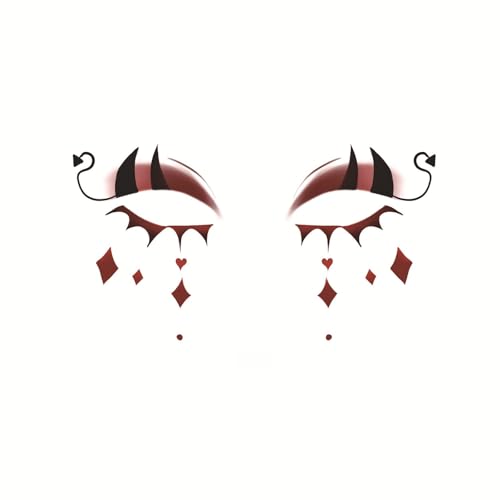 Halloween Deko Aufkleber Temporäre Tattoos Für Kinder Und Erwachsene,Festival Tattoo Pflaster,Horror Fake-Tattoo,Tattoos-Zum-Aufkleben,Make Up Für Halloweenparty,Geeignet Für Gesicht Und Arme(E1) von Generisch