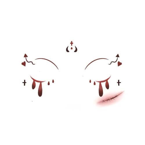 Halloween Deko Aufkleber Temporäre Tattoos Für Kinder Und Erwachsene,Festival Tattoo Pflaster,Horror Fake-Tattoo,Tattoos-Zum-Aufkleben,Make Up Für Halloweenparty,Geeignet Für Gesicht Und Arme(J1) von Generisch
