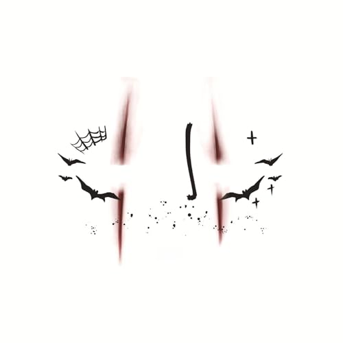 Halloween Deko Aufkleber Temporäre Tattoos Für Kinder Und Erwachsene,Festival Tattoo Pflaster,Horror Fake-Tattoo,Tattoos-Zum-Aufkleben,Make Up Für Halloweenparty,Geeignet Für Gesicht Und Arme(L1) von Generisch