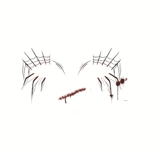 Halloween Deko Aufkleber Temporäre Tattoos Für Kinder Und Erwachsene,Festival Tattoo Pflaster,Horror Fake-Tattoo,Tattoos-Zum-Aufkleben,Make Up Für Halloweenparty,Geeignet Für Gesicht Und Arme(M1) von Generisch