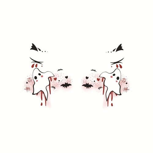 Halloween Deko Aufkleber Temporäre Tattoos Für Kinder Und Erwachsene,Festival Tattoo Pflaster,Horror Fake-Tattoo,Tattoos-Zum-Aufkleben,Make Up Für Halloweenparty,Geeignet Für Gesicht Und Arme(N1) von Generisch