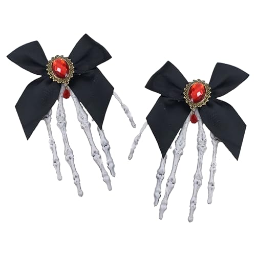 Halloween Haarklammern - Große Halloween Haarklammern | Elegante Totenkopf-Schleifen Haarnadeln 2 Stück für Damen Hochzeit Party Maskerade Cosplay von Generisch