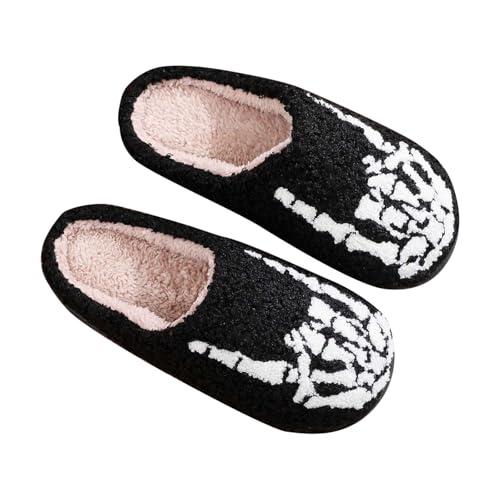 Halloween Hausschuhe Damen Herren, Hausstiefel Damen Plüsch Schlappen Gefüttert Freizeitschuhe rutschfeste Schuhe Winter Warme Pantoletten Niedliche Cartoon Slippers for Winter Indoor Outdoor von Generisch
