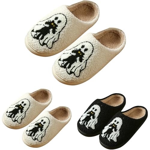 Halloween Hausschuhe Damen Plüsch Winter Pantoffeln Herren Filzpantoffeln Frauen Bequeme Filzhausschuhe Filz Slippers Unisex Orthopädische Hausschuhe Weich Hauspantoffeln von Generisch