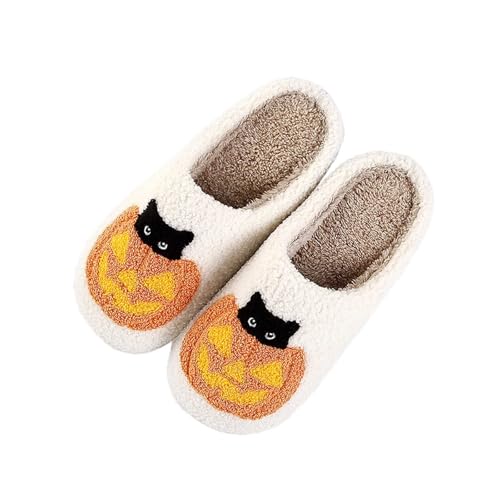 Halloween Hausschuhe Damen Winter Herren Der Kürbis Plüschhausschuh Leichte Weiche With Memory Foam Schlapfen Slip-On Gästehausschuhe Herbst/Winter Drinnen Und Draußen von Generisch
