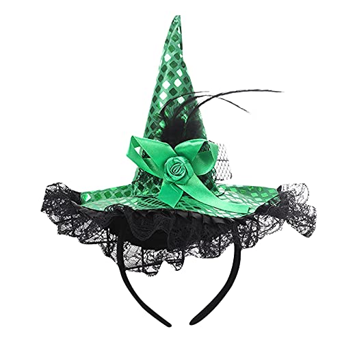 Halloween Hexenhut Stirnband, Hexenzauberer Spinnennetz Haarband schwarze Spitze Schleife Haarband für Frauen Halloween Kostüm Anzieh Cosplay Make up Party Dekoration von Generisch