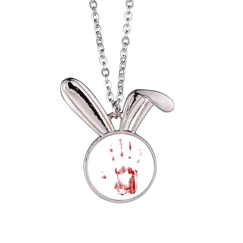 Halloween-Horror-Druck, Art-Deco, modische Hasen-Halskette, Anhänger, Hase, Tierschmuck, Geschenk von Generisch