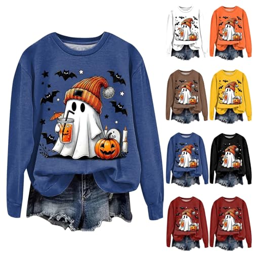 Halloween Kostüm Damen, Halloween Pullover Damen Süß Geister Drucken Festival Sweatshirt Ohne Kapuze Langarm Rundhals Pulli Oberteil Halloween Kostüm Geist Druck Sweatshirts Streetwear Tops Halloween Kostüm Damen, Halloween Pullover Damen Süß Geister Drucken Festival Sweatshirt Ohne Kapuze Langarm Rundhals Pulli Oberteil Halloween Kostüm Geist Druck Sweatshirts Streetwear Tops von Generisch