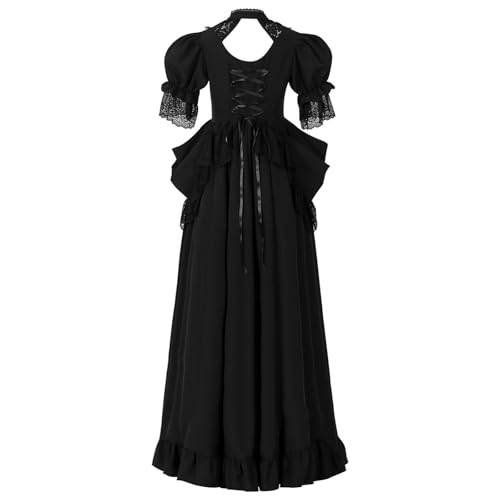 Halloween Kostüm Damen Teufel Erwachsen Spitzenkleid Victorian Dress Princess Hallooween Viktorianisches Korsett Engel Schwarz Kostüm Märchen Hochzeitskleid Hexe Halloween M von Generisch