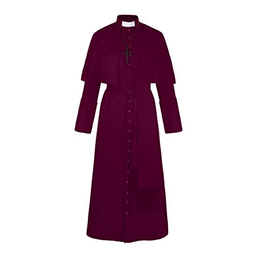 Halloween Kostüm Herren, Mittelalterliches Priester Cosplay Kostüm mit Umhang und Gürtel Priester Cosplay Full Set für Frauen Männer von Generisch
