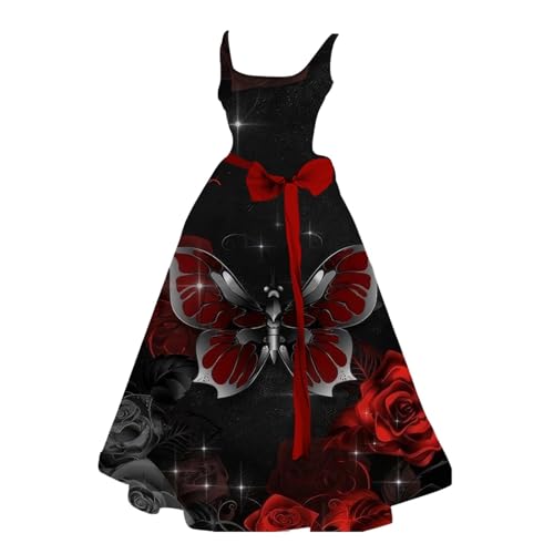 Halloween Kostüm mit Blutigem Aufdruck - Gruselig Zombie Braut Horror Kostüm, Elegant Brautkleid Ärmellos Kleid Mittelalter Kleidung Party Kleider Festlich Gastkleider Cocktailkleid fur Damen Frauen von Generisch