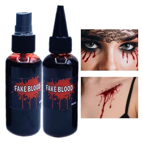 Halloween Kunstblut - 60ml Realistisches Cosplay Make-up Künstliches Blut Abwaschbar,Langanhaltend Halloween Accessories für Karneval Gruselparty Escape Room Theaterauftritt von Generisch