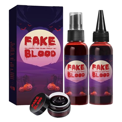 Halloween-Kunstblut-Set, Kunstplasma, Kunstblutspray, tropfendes Blut, geronnenes Gelblut, realistisches, abwaschbares Kunstblut-Make-up, für Zombie-Vampir-Monster-Cosplay und Verkleidungen (1pc) von Generisch