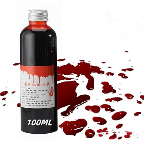 Halloween Make Up Kunstblut,Halloweenschminke Blut,Festival Makeup Fake Blood,Realistisches,Abwaschbares Theaterschminke Bloods,Spezialeffekt-Make-Up Bluts(100ML) von Generisch
