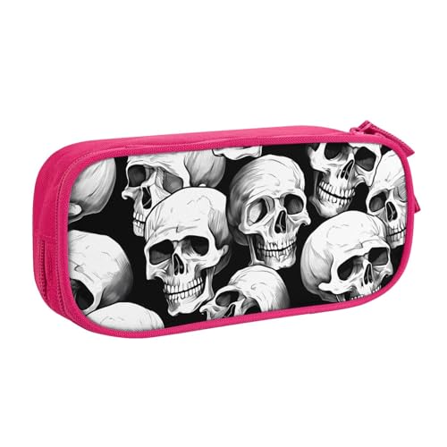 Halloween-Skelett-Federmäppchen für Jungen und Mädchen, Totenkopf-Geister, große Stifttasche, Schreibtisch-Organizer, Federmäppchen für Schule, Büro, Make-up-Tasche mit Reißverschluss, blau von Generisch