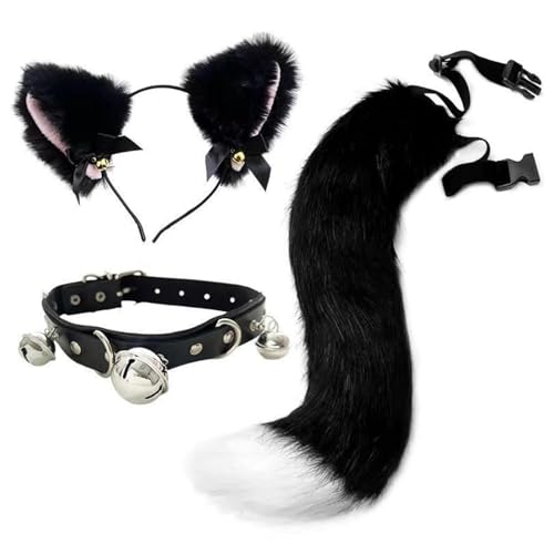 Halloween-Stirnbänder für Frauen, Halloween-Haarband | Einzigartiges Kostüm-Stirnband-Ohren-Stirnband- und Schwanz-Set | Bequeme Halloween-Accessoires, Halloween-Kopfbedeckung für Kinder und Erwachsen von Generisch