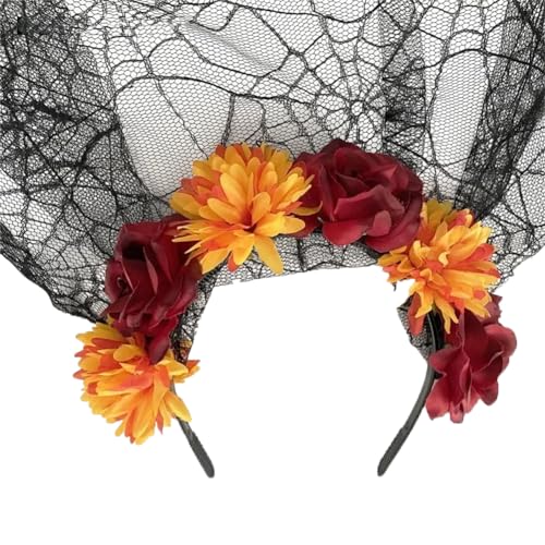 Halloween Stirnband Rose Blumen Kopfschmuck Floral Haarband Party Cosplay Haarschmuck FG140-2 von Generisch