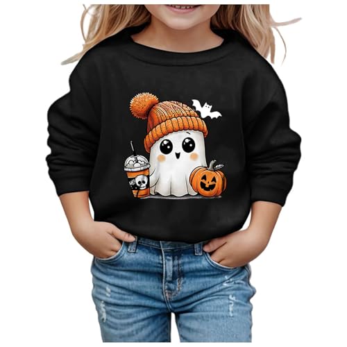 Halloween Sweatshirt Jungen Mädchen Kürbisse und Geister Drucken Langarm Rundhals Ohne Kapuze Pullover Karneval Festival Festlich Kostüm Kinder Streetwear Kleidung von Generisch