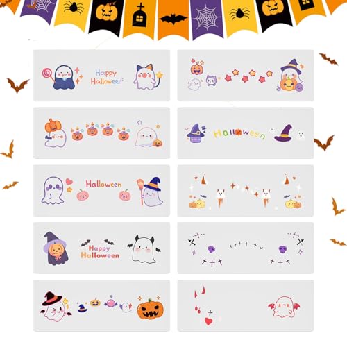 Halloween Tatt-oo Aufkleber, Abnehmbar, 10 Stück Halloween Cosplay Make-up Mit Blutmuster Aufklebern, Temporäre Halloween Gesichtsaufkleber, Karnevalspartys, Halloween Make-up für Gesichtsarme von Generisch