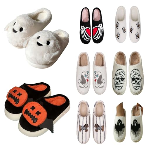 Halloween Tiere Niedliche Cartoon Hauspantoffeln Mit Mustern - Rutschfeste Memory Foam Atmungsaktiv Flache Hausschuhe Slide Warm Bequem Tragbare Weich Pantoffeln House Slippers Zuhause 37-45 Größe von Generisch