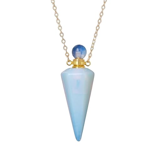 Halskette Aus Natürlichem Kristall mit Kegel Anhänger, Diffusor für Ätherische Öle, Parfümflaschenkette, Choker, Energiepunkt Edelsteinschmuck für Männer, Frauen und Mädchen, Geschenke Aus von Generisch