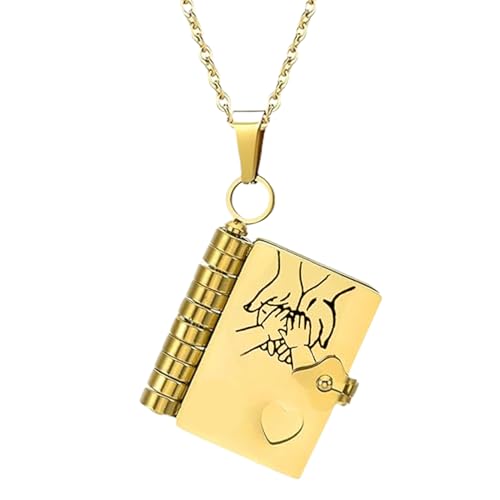 Halskette Für Tochter | Buch-Anhänger Mit Tochterseite - Mehrlagiger Öffnenbarer Edelstahl Anhänger Für Geburtstag Zuhause Abschluss Valentinstag Reise Weihnachten Schule Täglich von Generisch