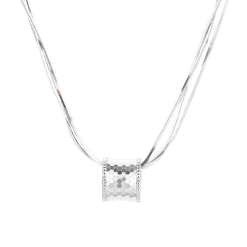 Halskette aus 925er Sterlingsilber mit Wabenmuster, mehrschichtiges Vintage-Design (YL588: 12,9 g) von Generisch