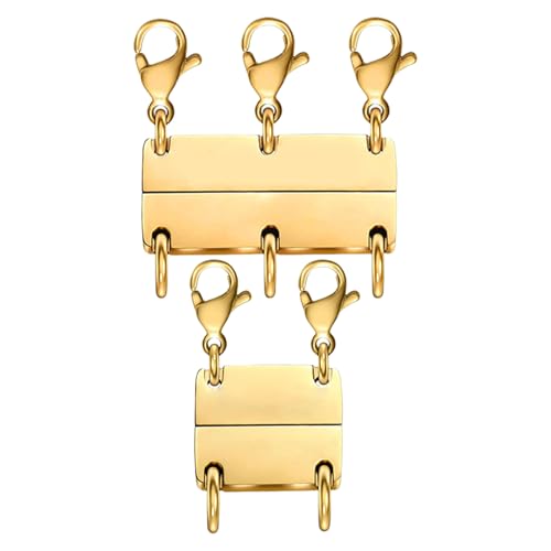 Halskette geschichtetes Verschluss, Schmuckverschluss, 2 -teiliges Magnetschmuckabscheider, sicherer Halt, verbessert Ihren Stil, Edelstahl für Ketten -Halsarmbandhandwerkshandwerk von Generisch