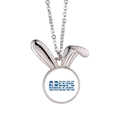 Halskette mit Anhänger, Motiv: Griechenland-Flagge, Art-Deco, modisch, Kaninchen, Tierschmuck, Geschenk von Generisch