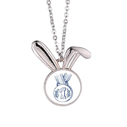 Halskette mit Anhänger, Motiv: blaue Fußballmeisterschaft, Kaninchen, Tierschmuck, Geschenk von Generisch