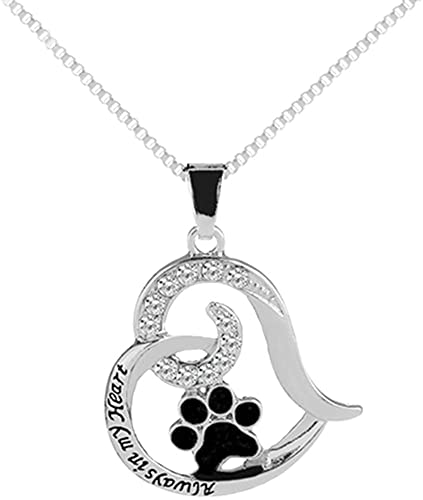 Halskette mit Anhänger für Valentinstag, Hochzeit, Jahrestag, Buchstaben, hohles Herz, Hundepfoten-Anhänger, Halskette, Party-Schmuck, Geschenk für Frauen, Kinder, Halskette Haltbarkeit von Generisch