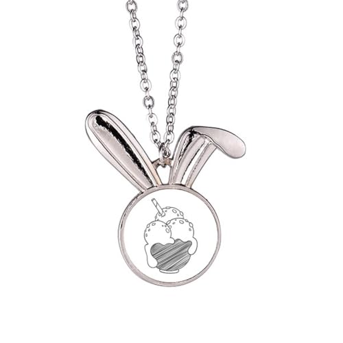 Halskette mit Anhänger mit schwarzer Schale, Kekse, Eiskugel, Kaninchen, Tierschmuck, Geschenk von Generisch
